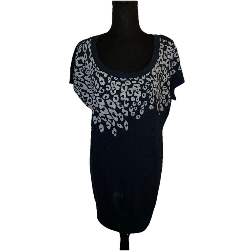 Delirious Los Angeles 3X Scoop Neck Short Sleeve Blue & White Mini T-Shirt Dress